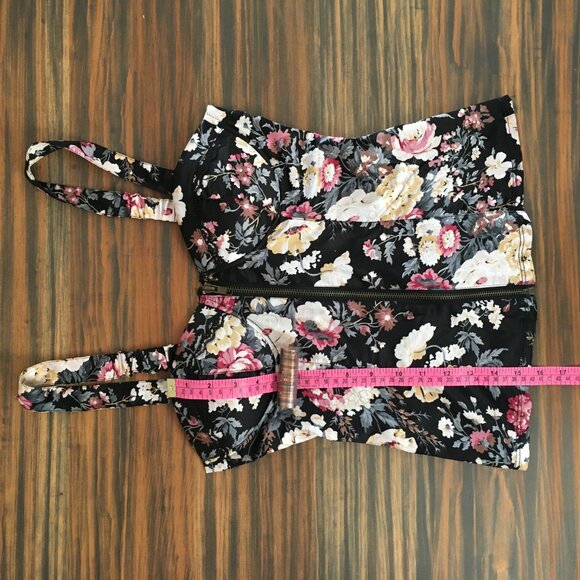 [Rachael & Chloe] Zip Front Black Floral Padded Tank | S | Good - Picture 3 of 13